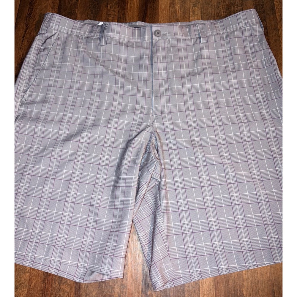 PGA Tour Mens Grey Purple Plaid Golf Shorts Size 40 Performance Stretch